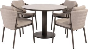 Sarah Barolo dining tuinset 120 cm rond 5 delig keramiek terre Taste 4SO