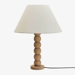 Soler Mangohouten Tafellamp Mangohout & Wit Ø40 Cm Menorca - Sklum