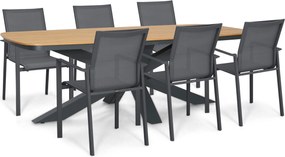 Tuinset 6 personen 220 cm Aluminium Grijs Lifestyle Garden Furniture Timo/Camila