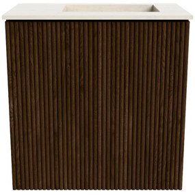 Mondiaz Joya DLux 40cm toiletmeubel walnut met wastafel faye rechts 1 kraangat meli