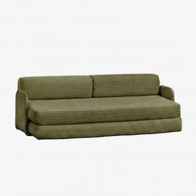 Vacuumverpakte 2-zits Fluwelen Slaapbank Kyoto Corduroy Army Groen - Sklum