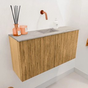 Mondiaz Joya DLux 80cm toiletmeubel oak met wastafel faye midden zonder kraangat glace