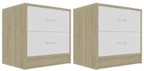 vidaXL Nachtkastjes 2 st 40x30x40 cm spaanplaat wit sonoma eikenkleur