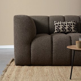 Bank Met Strepen Stiksel Bruin Chaise Longue Rechts