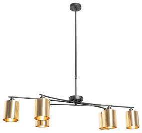 Eettafel / Eetkamer Moderne hanglamp zwart met goud verstelbaar 6-lichts - Lofty Modern E14 Binnenverlichting Lamp