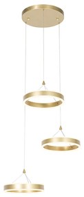Hanglamp messing rond incl. LED 3-staps dimbaar 3-lichts - Lyani