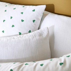 Bedlinnenset van 50% gerecycled katoen met vierkant kussensloop, groen, van Scacco
