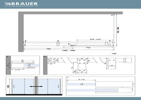 Brauer Stellar douchecabine met draaideur 140x100cm messing geborsteld PVD