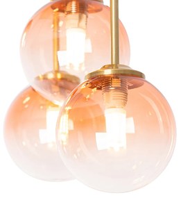 Art Deco plafondlamp goud met roze glas 9-lichts - Athens Art Deco G9 vierkant Binnenverlichting Lamp