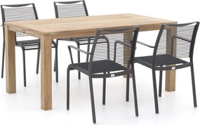 Diningset Apple Bee | 4 personen teakhout | Tuinset stapelbaar | 5-delig | Kees Smit Tuinmeubelen
