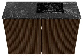 Mondiaz Joya DLux 60cm toiletmeubel walnut met wastafel faye rechts 1 kraangat lava