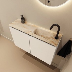 Mondiaz Ture DLux toiletmeubel 80cm talc met wastafel frappe rechts met kraangat