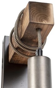 Industriële wandlamp zwart met hout - Gallow