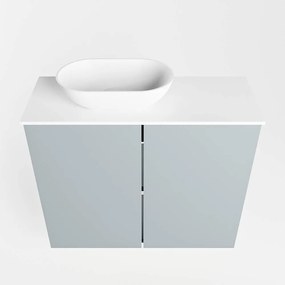 Mondiaz Fowy toiletmeubel 60cm clay met witte waskom links en kraangat