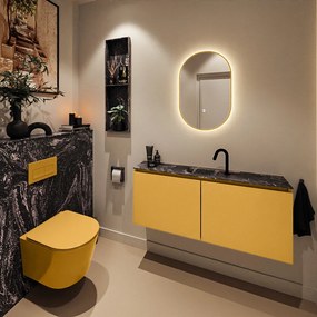 Mondiaz Ture DLux toiletmeubel 120cm ocher met wastafel lava midden met kraangat