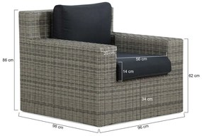 Hoek loungeset 5 personen Wicker Grijs  Garden Collections Amico