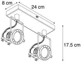 Industriële Spot / Opbouwspot / Plafondspot staal 2-lichts draai- en kantelbaar - Suplux Industriele / Industrie / Industrial, Modern GU10 Binnenverlichting Lamp