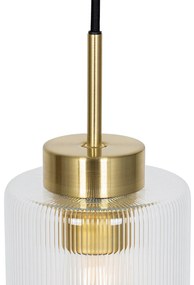 Art Deco hanglamp goud met glas - Laura Art Deco E27 rond Binnenverlichting Lamp