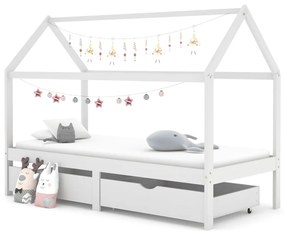 vidaXL Kinderbedframe met lades massief grenenhout 90x200 cm wit