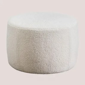 Ronde Poef Ø60 Cm In Schapenvacht Jaldinguer Teddystof Wit - Sklum