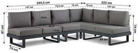 Hoek loungeset 6 personen Aluminium Grijs  Lifestyle Garden Furniture Lorenzo