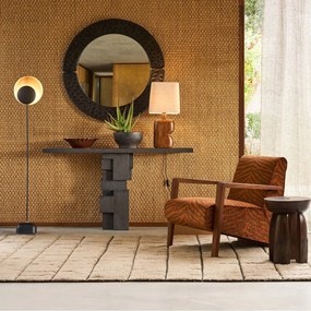 Fauteuil van massief notenhout met stof met dierenprint Sanami