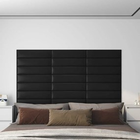 vidaXL Wandpanelen 12 st 1,08 m² 60x15 cm kunstleer zwart