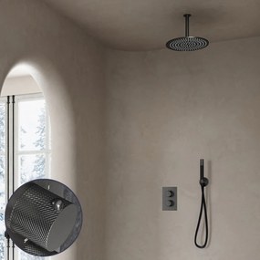 Saniclear Iron Curved Pro inbouw regendouche met 30cm hoofddouche en plafondarm verouderd ijzer - gunmetal