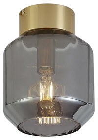 Moderne plafondlamp messing met smoke glas - Stiklo Modern E27 rond Binnenverlichting Lamp