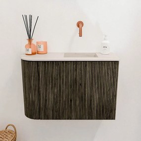 Mondiaz Joya DLux 60cm toiletmeubel ronding links shadow met wastafel faye rechts zonder kraangat meli