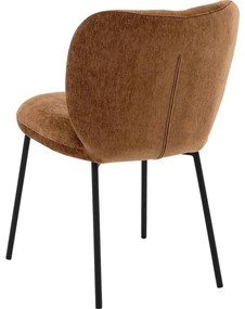 Goossens Basic Eetkamerstoel Eller bruin stof leuning, modern design