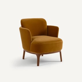 Fauteuil van massief notenhout en fluweel, Jabote