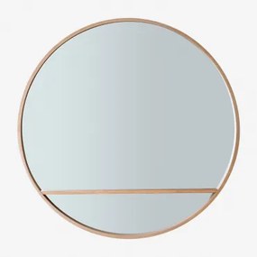 Ronde Wandspiegel Ø80 Cm In Benat Hout Donker Hout - Sklum