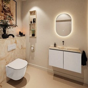 Mondiaz Ture DLux toiletmeubel 80cm linen met wastafel frappe midden zonder kraangat