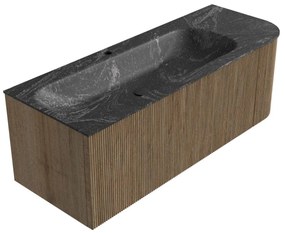 Mondiaz Kurve-dlux 125cm badmeubel ronding rechts dusk met 1 lade en deur en wastafel big medium kraangat links lava