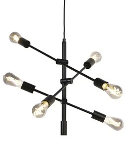 Smart industriële hanglamp met dimmer zwart incl. 6 WiFi ST64 - Sydney Industriele / Industrie / Industrial, Modern, Design E27 Binnenverlichting Lamp