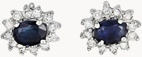 Witgouden oorbellen Etoile met diamanten en saffieren, 0.12 karaat