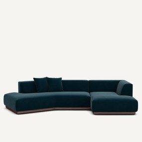 Rechter open hoekbank in fluweel, Jacopo