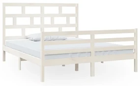 vidaXL Bedframe massief grenenhout wit 160x200 cm