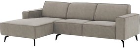 Goossens Hoekbank Hercules grijs, microvezel, 2,5-zits, modern design met chaise longue links