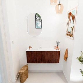 Mondiaz Joya 100cm toiletmeubel ronding rechts ruby met wastafel faye links 1 kraangat talc