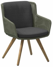 4 Seasons Outdoor Flores Dining Chair Teak Legs Green With Cushions Teakhout/rope Groen