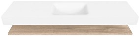 Zaro Alan badmeubel 170cm met planchet washed oak en vrijhangende wastafel cloud midden 1 kraangat talc