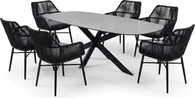 San Francisco Chianti dining tuinset 240x100xH76 cm 7 delig antraciet keramiek