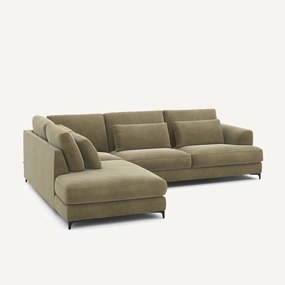Omvormbare hoekbank links, in linnen fluweel, Marsile