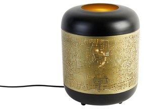 Vintage tafellamp zwart met messing - Kayleigh Industriele / Industrie / Industrial E27 rond Binnenverlichting Lamp