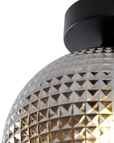 Art Deco plafondlamp zwart met smoke glas - Sphere Art Deco E27 rond Binnenverlichting Lamp