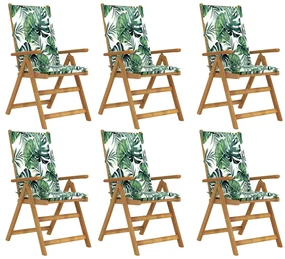 vidaXL Tuinstoelen 6 st inklapbaar met kussens massief acaciahout