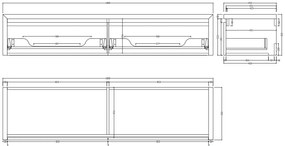 Gliss Design Ares badmeubel 180cm 2 lades charcoal zonder waskom