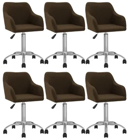 vidaXL Eetkamerstoelen draaibaar 6 st stof donkerbruin